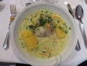 Lunch of Waterzooi de Poulet (chicken and potatoes)